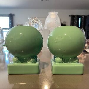 Homer Laughlin Fiesta Bulb Candle Holders - Sea Mist Green